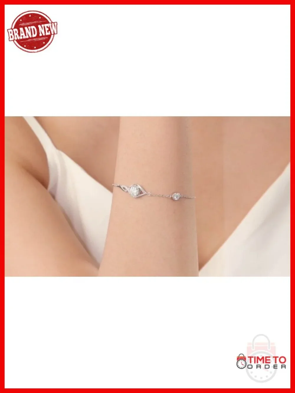1CT Moissanite Infinity Bracelet with Adjustable Chain, Hypoallergenic